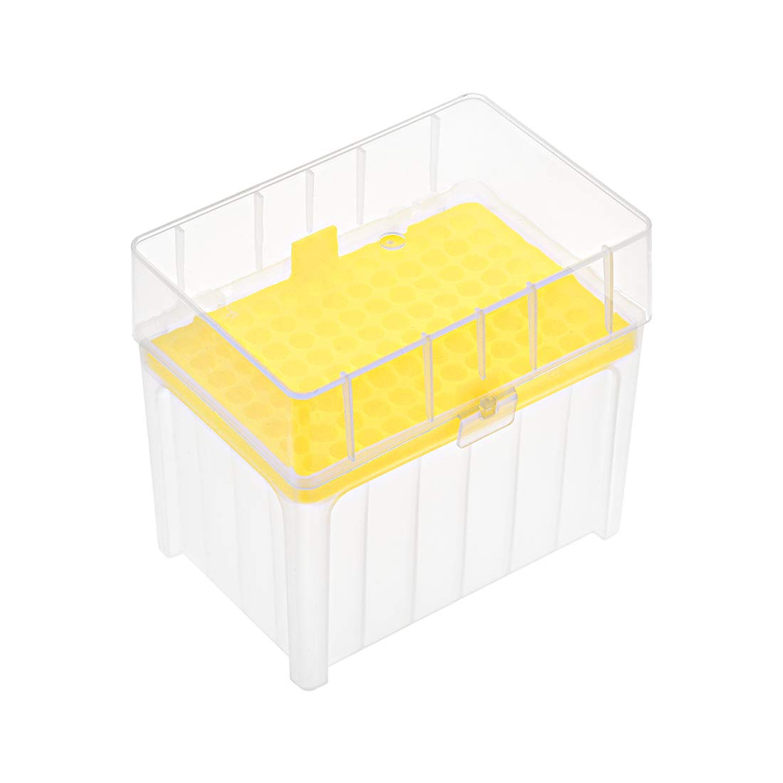 Pipette Tips Box 96-Well Polypropylene Tip Holder Container for 1ml/1000ul Pipettor 7.5mm Hole Diameter Yellow