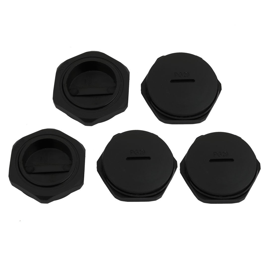 5pcs PG29 Nylon Male Threaded Cable Gland Cap Round Screw-in Cover Black