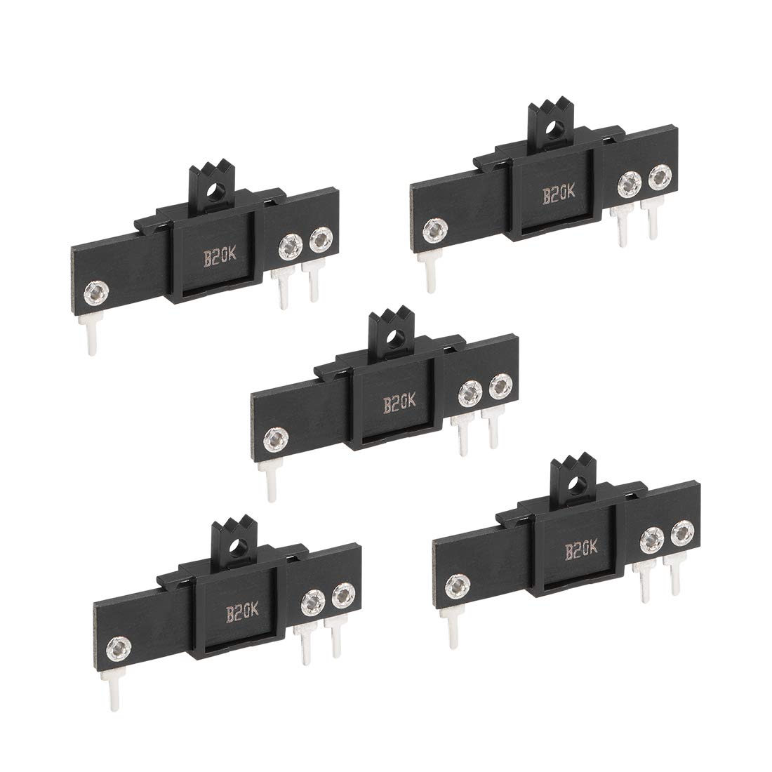 5pcs Fader Variable Resistors Mixer 35mm Straight Slide Potentiometer B20K Ohm Linear Single Potentiometers for Dimming Tuning