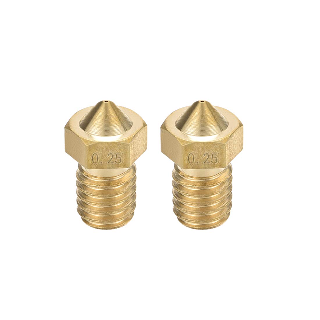 2pcs 3D Printer Nozzle,Brass V6 Nozzle 0.25mm,Extruder Print Head for Filament 1.75mm V5-V6 M6 3D Printer