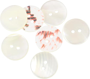 7 Pcs Natural Shell Buttons, 2 Hole Mother of Pearl Buttons 18mm Sewing Craft Buttons for Shirt Sewing DIY Crafts Decoration, White/Red