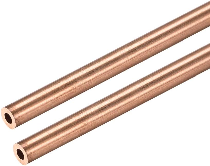 Copper Round Tube, 4mm OD 1mm Wall Thickness 300mm Long Straight Pipe Tubing 2 Pcs