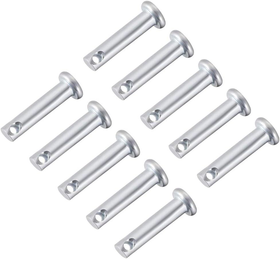 Single Hole Clevis Pins,5mm x 20mm Flat Head Zinc-Plating Steel 10 Pcs