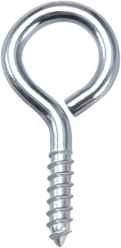 2.2" Screw Eye Hooks Self Tapping Screws Carbon Steel Screw-in Hanger Eye-Shape Ring Hooks 20pcs
