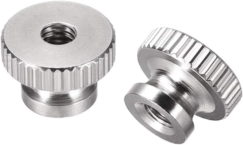 Knurled Thumb Nuts, 2Pcs M4x0.7mm 304 Stainless Steel Round Knobs Fasteners for 3D Printer Parts, Silver Tone