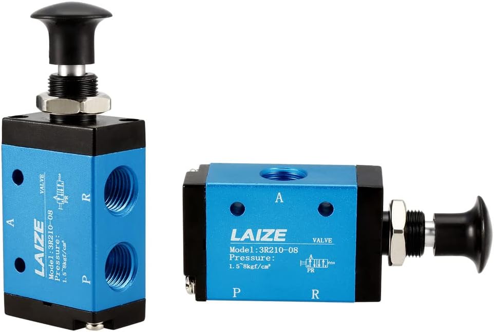 Pneumatic Solenoid Valve, 2 Position 3 Way G1/4 Aluminum Alloy Air Hand Lever Operated Manual Control Push-pull Direct Acting Type 2pcs