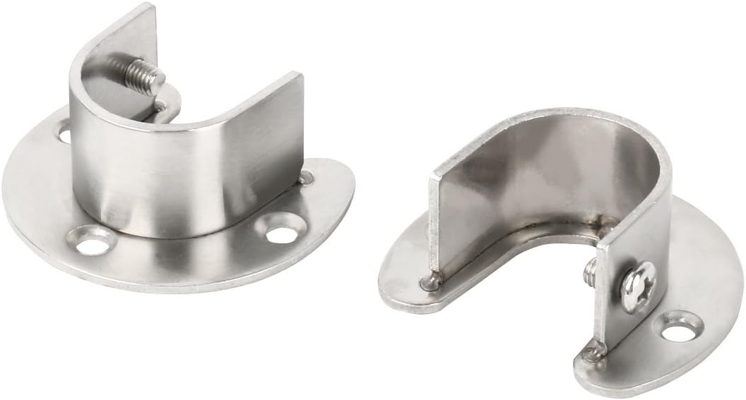 Zinc Alloy Garderobe Closet Rod Flange Bracket Holder Support Hanger 25mm Dia 2 Pcs