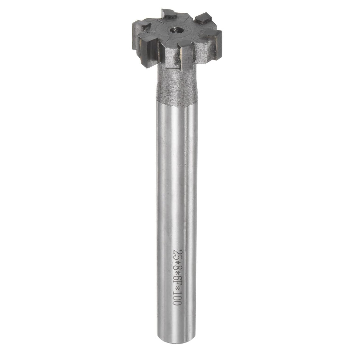 T-Slot Milling Cutters, 8mm Depth 25mm Cutting Dia 12mm Shank Tungsten Carbide Tip 6 Flutes T Slot End Mill for Stainless Steel Copper Aluminum