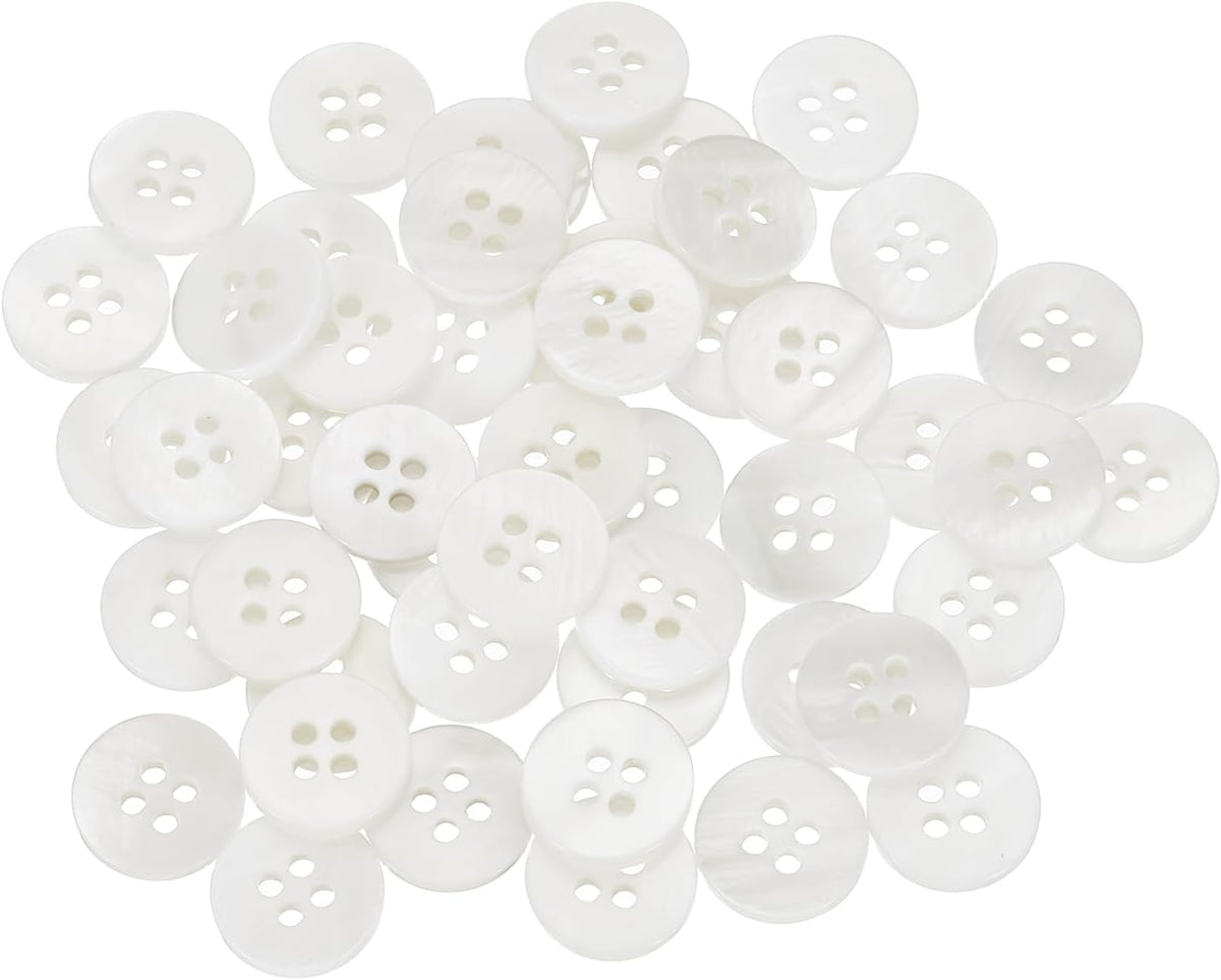 50pcs Natural Shell Buttons, 4 Hole Mother of Pearl Buttons 12.5mm Sewing Craft Button for Shirt Bag DIY Sewing Crafts Decoration, Bright White
