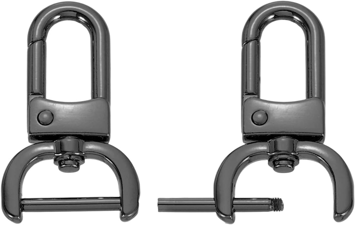 2Pcs Snap Hook Swivel Clasp, 20mm(3/4 Inch) Detachable D-Rings Lobster Clasps, Bag Strap Replacement for Purse Handbags Keychain, Black