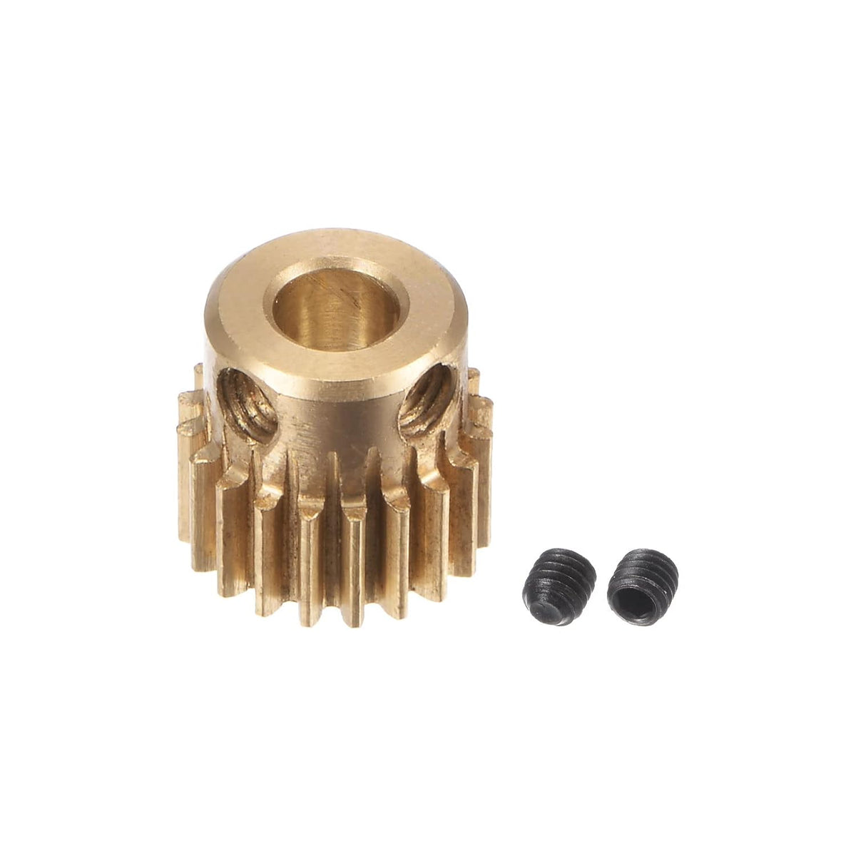 Pinion Gear Set, Brass Motor Rack Straight Spur Gear with Step, 0.5 Mod 20T 4mm Bore 11mm Outer Dia, M3 Set Screws Included