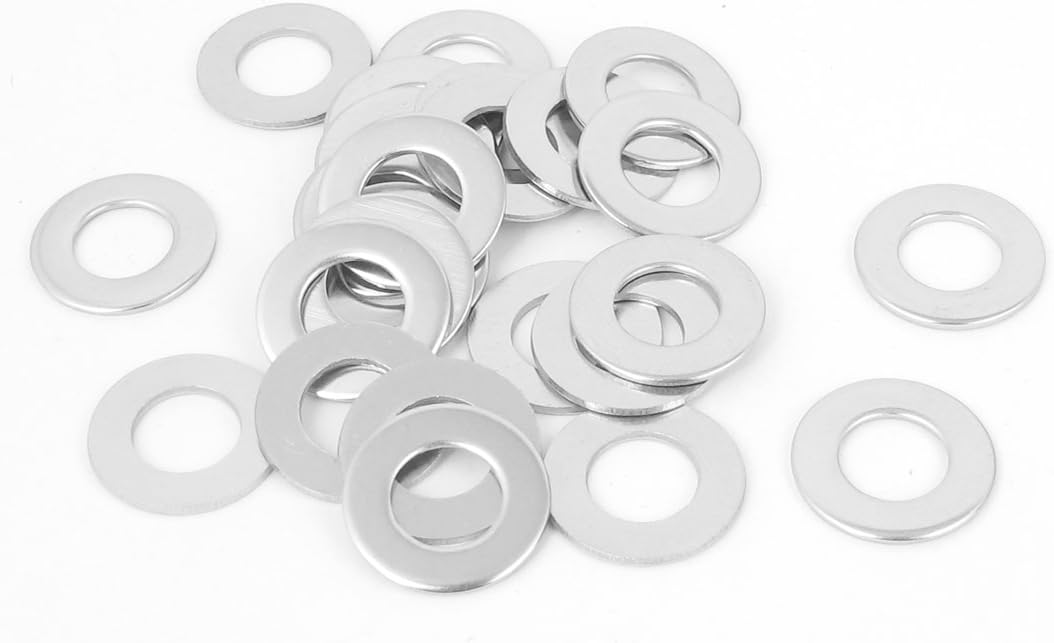 M8x16mmx1mm Stainless Steel Flat Washer Plain Gasket 25pcs Silver Tone