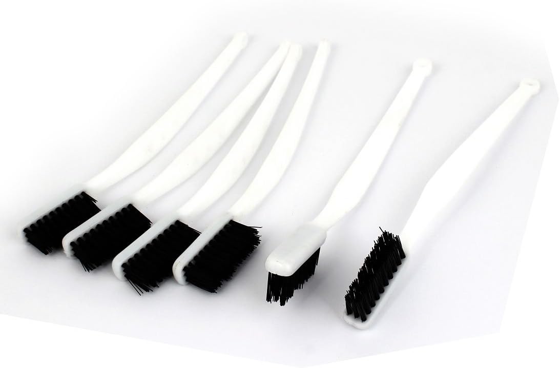 18cm Length White Plastic Handle Nylon Wire Cleaning Brush 6 Pcs