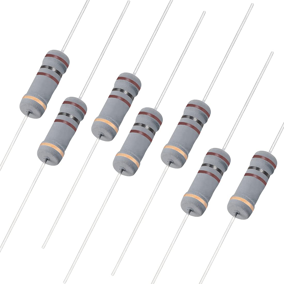 50Pcs 100 Ohm Resistor, 2W 5% Tolerance Carbon Film Resistors, 4 Bands for DIY Electronic Projects and Experiments