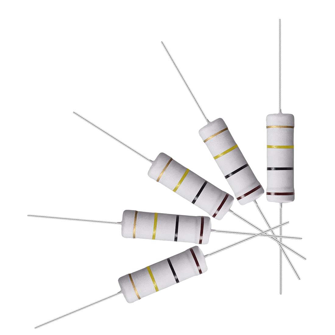 10Pcs 100K Ohm Resistor, 5W 5% Tolerance Metal Oxide Film Resistors, Shaft Lead, Flame Proof for DIY Electronic Projects and Experiments