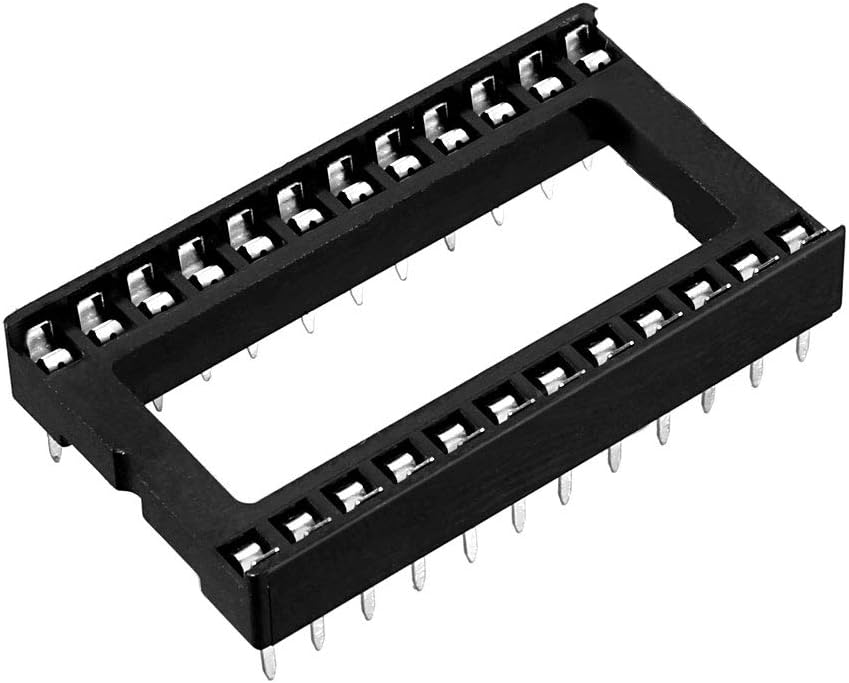 6pcs DIP IC Chip Socket Adaptor Solder Type 2.54mm Pitch Dual Row 24 Flat Pin 15.24mm Row Pitch
