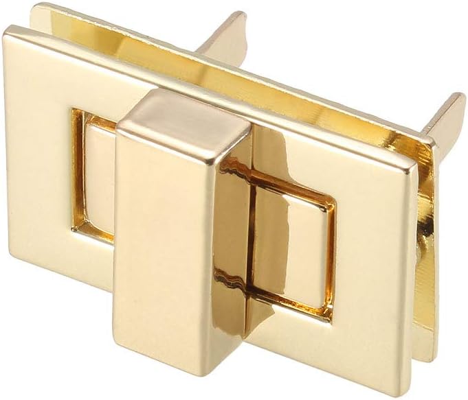 LinkMejor 1 Set Rectangular Purses Twist Lock 32mm X 20mm Clutches Closures for DIY Bag Making - Light Gold