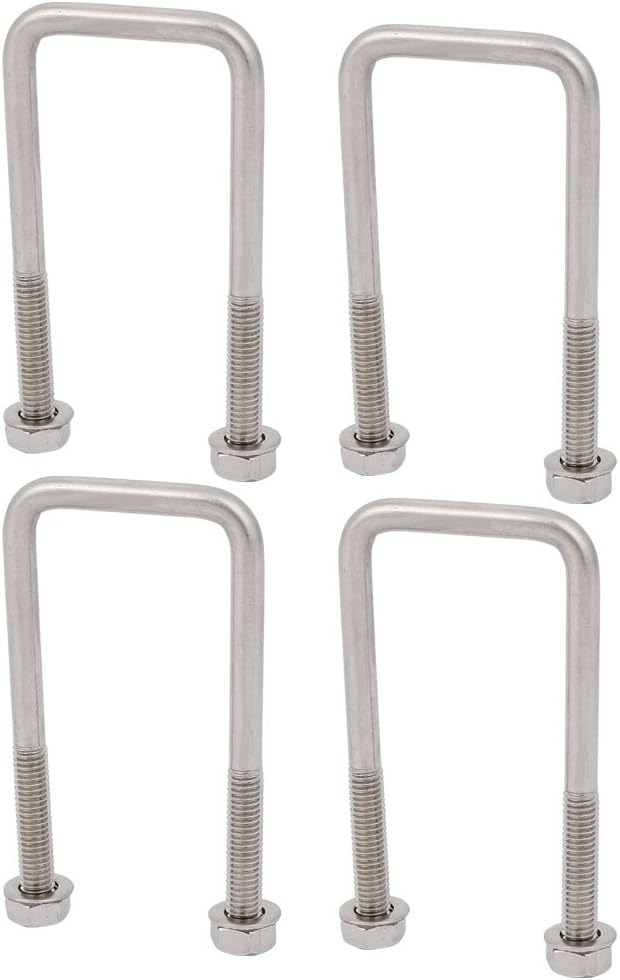 4pcs M6 30mm Inner Width 304 Stainless Steel Square U Bolt w Hex Nut Washer