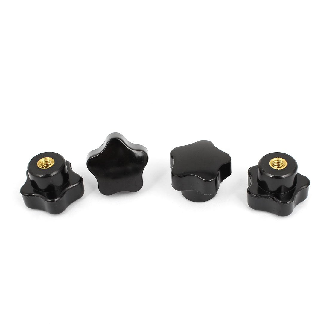 Plastic Star Clamping Knob Grip 32mm M6 Thread 4 Pcs Gold Tone Black
