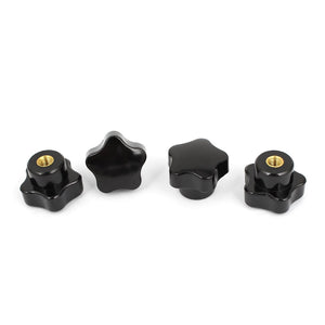 Plastic Star Clamping Knob Grip 32mm M6 Thread 4 Pcs Gold Tone Black