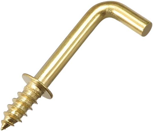 0.8" Screw Eye Hooks Self Tapping Screws Screw-in Hanger Hooks with Plate Golden 100pcs