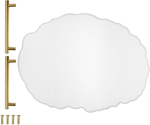 Silicone Tray Molds with 2pcs Gold Handles for Epoxy Resin Oval Resin Tray Molds for DIY Craft Projects, Making Faux Agate Trays, Home Decoration, 13.8x9.1 Inch, White