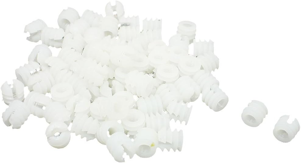 70 Pcs Furniture Connector Fittings White Hard Plastic Pre-inserted Nut