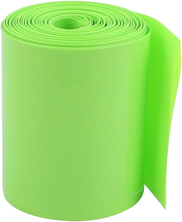 70mm Flat Width 2.1M Length PVC Heat Shrink Tube Green for 18650 Battery Pack