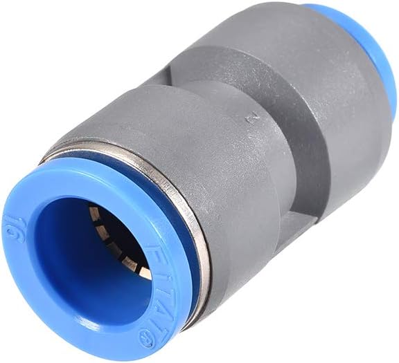 Straight Push to Connector Reducer Fitting 16mm to 12mm Quick Release Pneumatic Connector Plastic Union Pipe Tube Fitting Grey