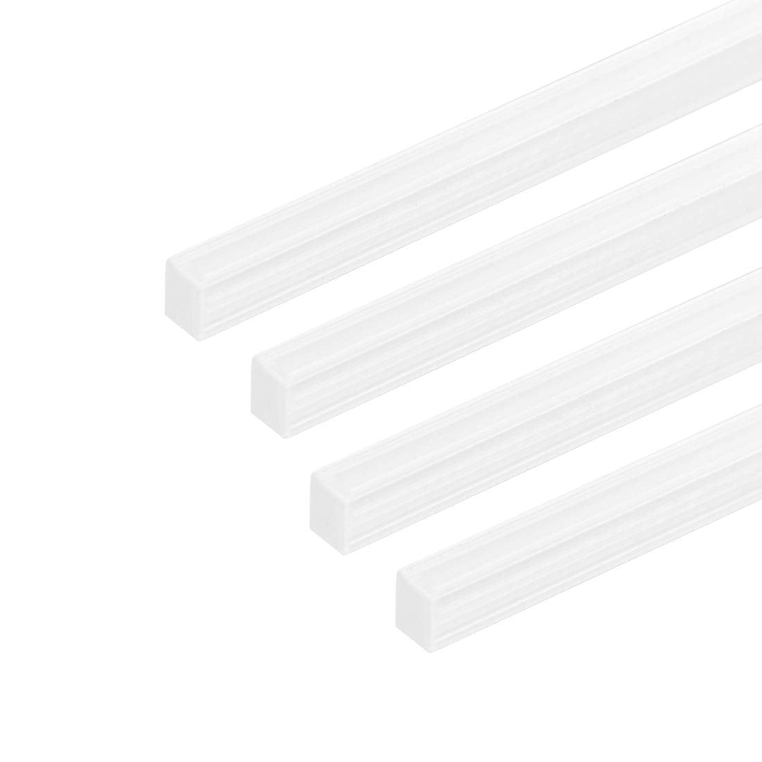 4pcs ABS Plastic Square Bars Rod 5mm x 5mm x 20 inch ABS Plastic Square Bar Rod for Architectural Model Making DIY White