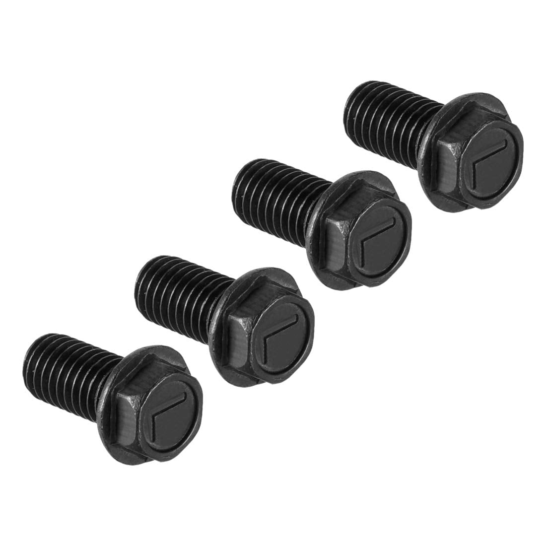 Metric M7x16mm Hex Flange Bolts Left Hand Thread 8.8 Grade Carbon Steel Black 4pcs
