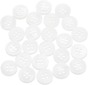 24Pcs Natural Shell Buttons, 4 Hole 12mm Mother of Pearl Buttons, Bowl Type Button for Shirt Coat Suits Jacket Jeans Skirt Pants Dress Sewing Craft DIY Decoration, White