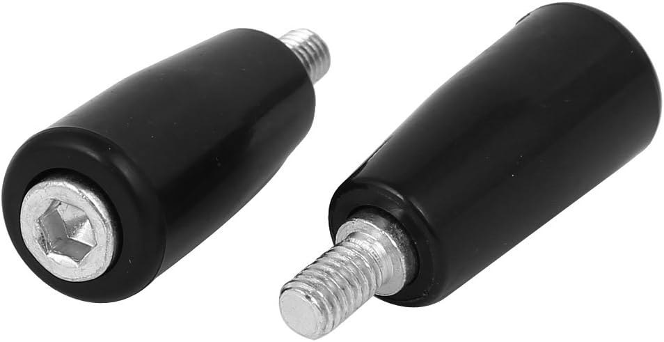 Milling Machine M6 Male Thread Plastic Handle Revolving Hand Grip Black 2pcs