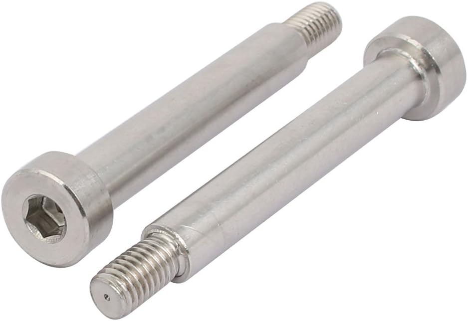 2Pcs 304 Stainless Steel Hex Socket Shoulder Bolt, 10mm Shoulder Dia 60mm Shoulder Length M8 Thread Shoulder Screws
