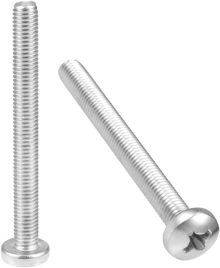 M8x80mm Machine Screws Pan Phillips Cross Head Screw 304 Stainless Steel Fasteners Bolts 2Pcs