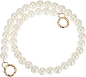 Imitation Pearl Purse Strap, 24" Pearl Crossbody Chain Strap with Spring Buckle Handbag Purse Chain Replacement Beaded Strap for DIY Handbag Hang Bag Accessories, 16mm Gold