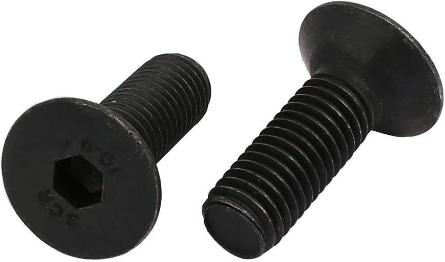 2pcs M10x30mm 10.9 Grade Flat Countersunk Head Hex Socket Left Hand Thread Bolt