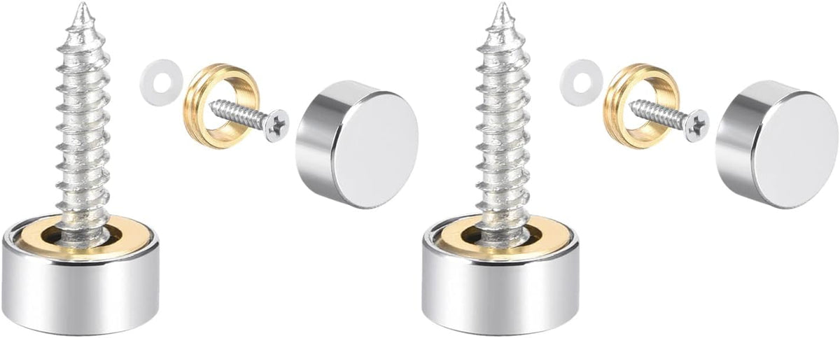10mm and 12mm Mirror Screws, Decorative Caps Cover Nails Polished Stainless Steel 4pcs