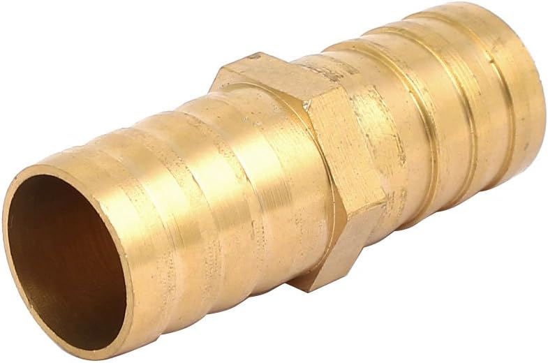20mm Dia Air Straight Hose Pipe Barb Coupler Connector Brass Tone