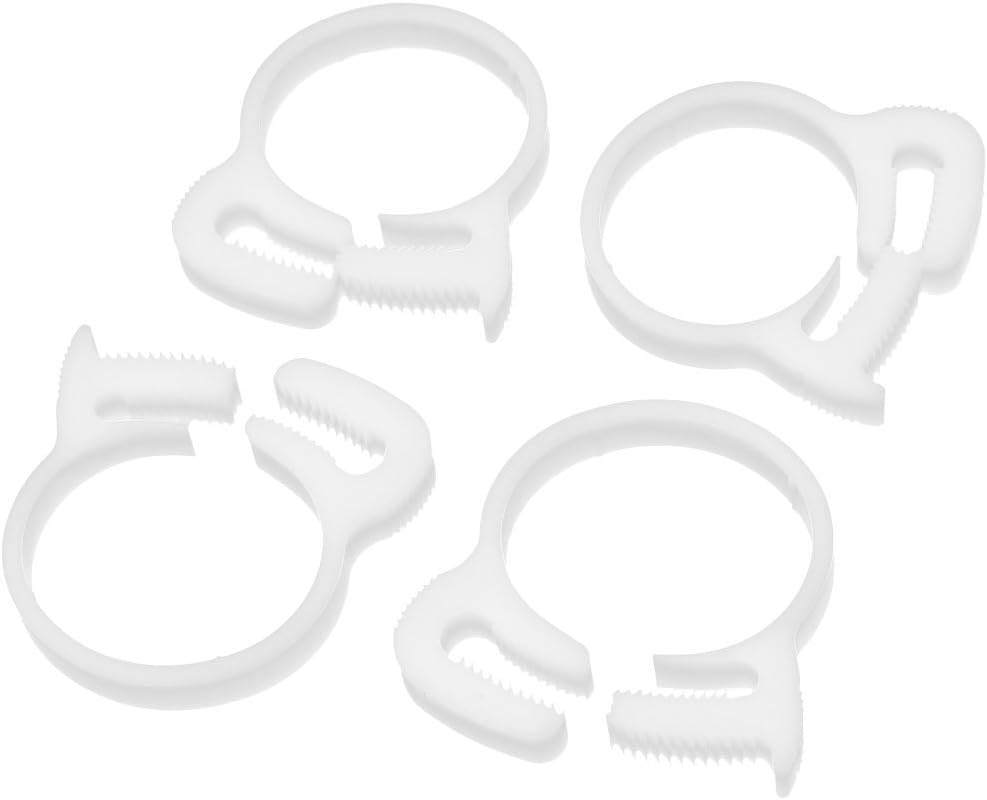 30.2mm-32.5mm Double Gripping Plastic Hose Tube Clamps Fasteners White 4 Pcs