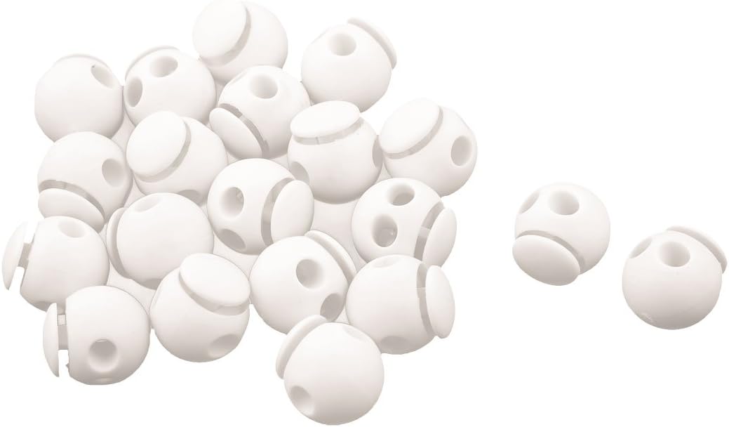 LinkMejor Plastic Round Double Hole Design Toggle Stopper Cord Adjustive Lock 20 PCS White