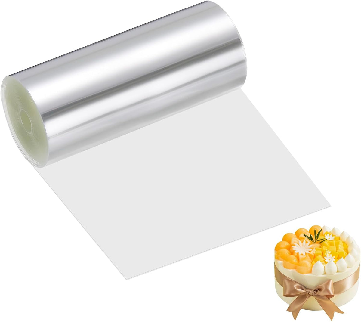 4.7 x 196.9 Inch Cake Collar, Acetate Sheets for Baking Clear Acetate Rolls Transparent Cake Wrapping Strips for Chocolate Mousse Baking Surrounding Edge Decorating Supplies