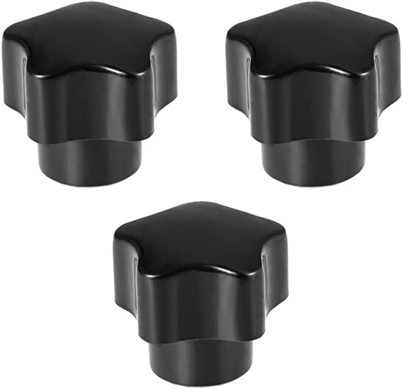 M6 Nut Thread Clamping Knob, Black Plastic 5 Star Shape Knob Handle for Machine Tool, 3pcs