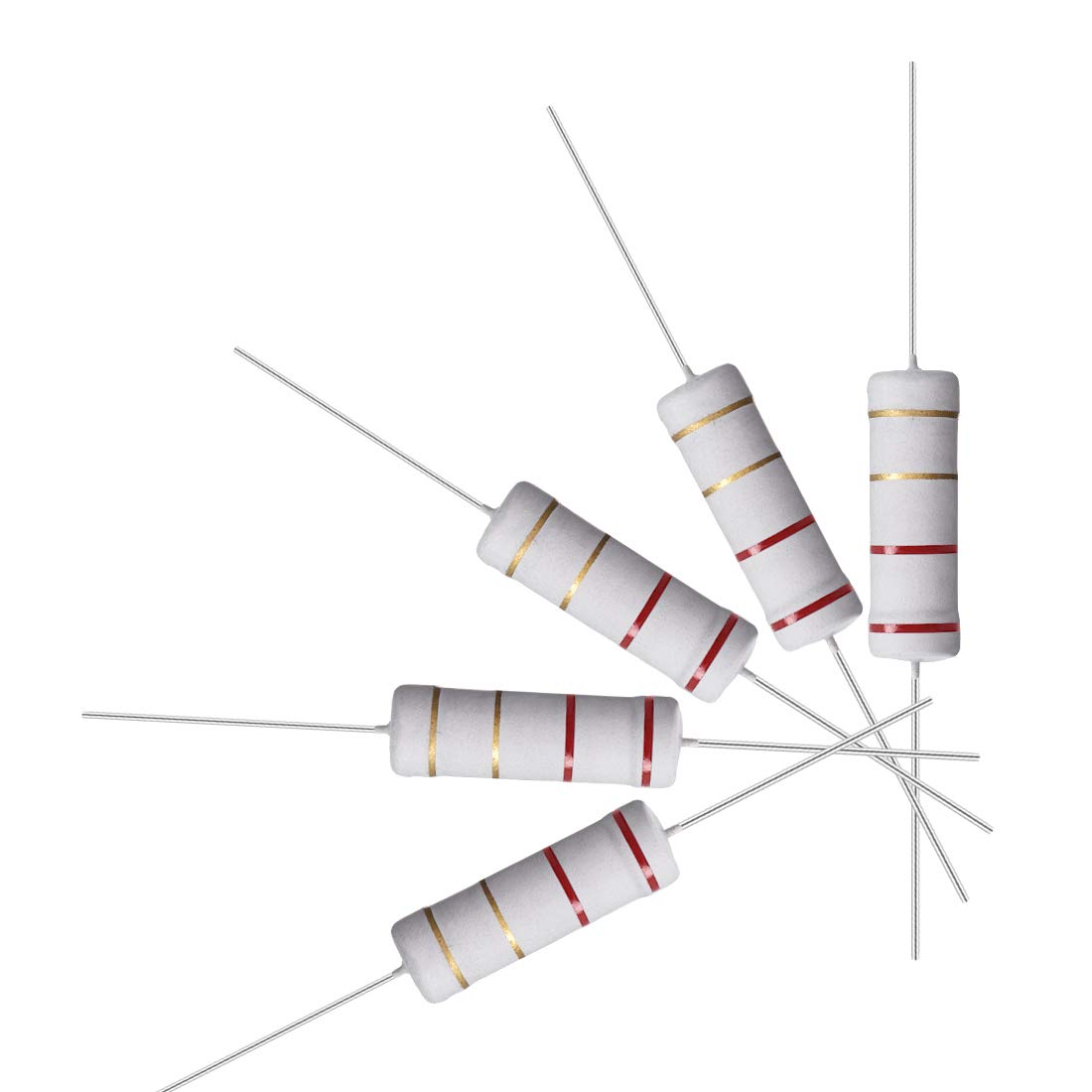 10Pcs 2.2 Ohm Resistor, 5W 5% Tolerance Metal Oxide Film Resistors, Lead, Flame Proof for DIY Electronic Projects and Experiments