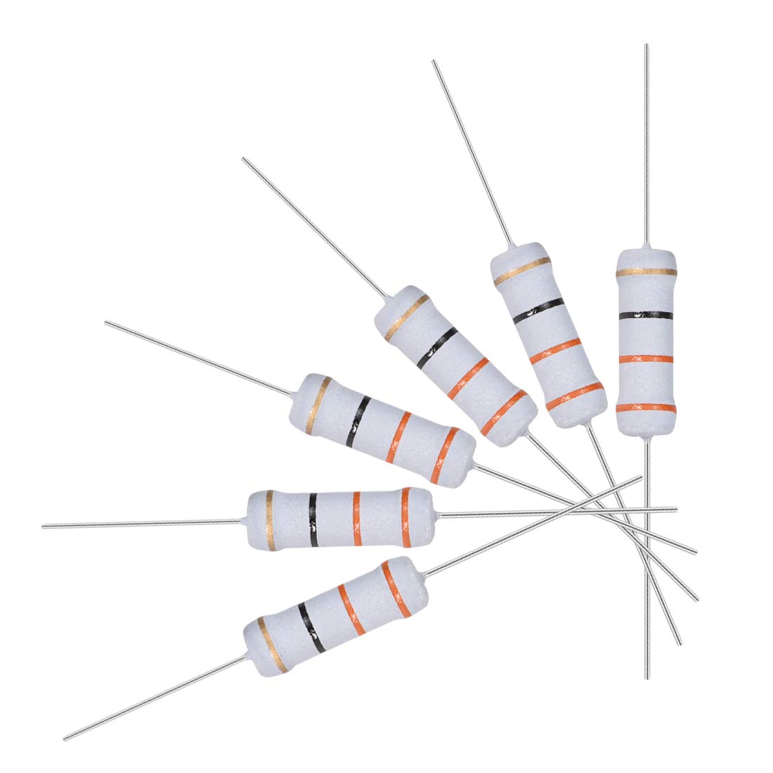 60Pcs 33 Ohm Resistor, 2W 5% Tolerance Metal Oxide Film Resistors, Axial Lead, Flame Proof for DIY Electronic Projects and Experiments