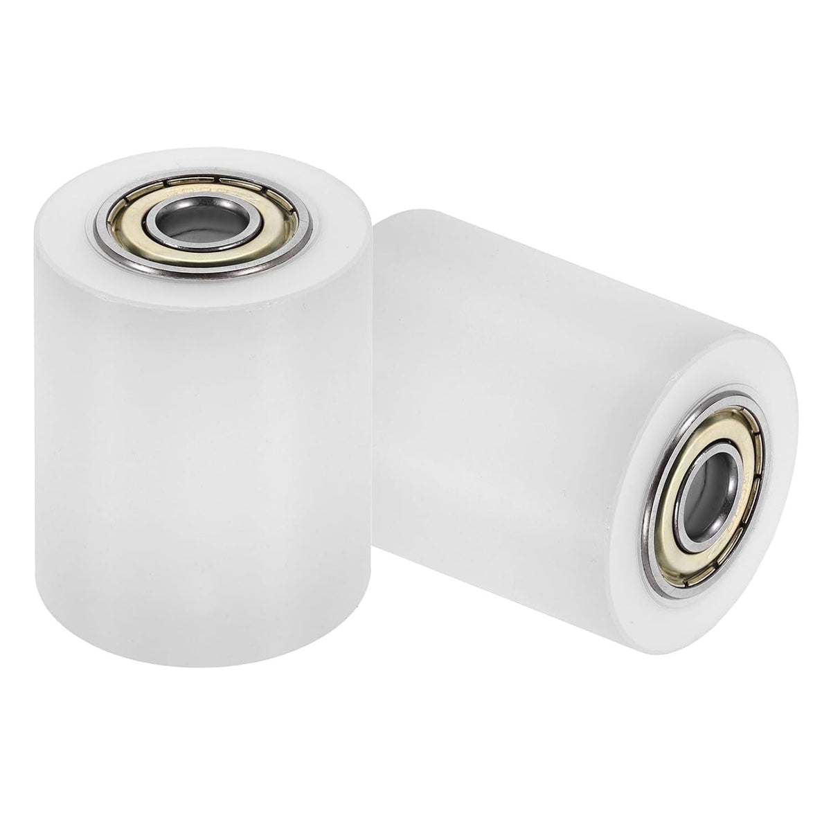 2Pcs Plastic Roller Wheel with Bearings, ID 3/8" (10mm) x OD 1-37/64″ (40mm) x Length 1-15/16"(50mm), Guiding Wheel Flat Belt Idler (White)