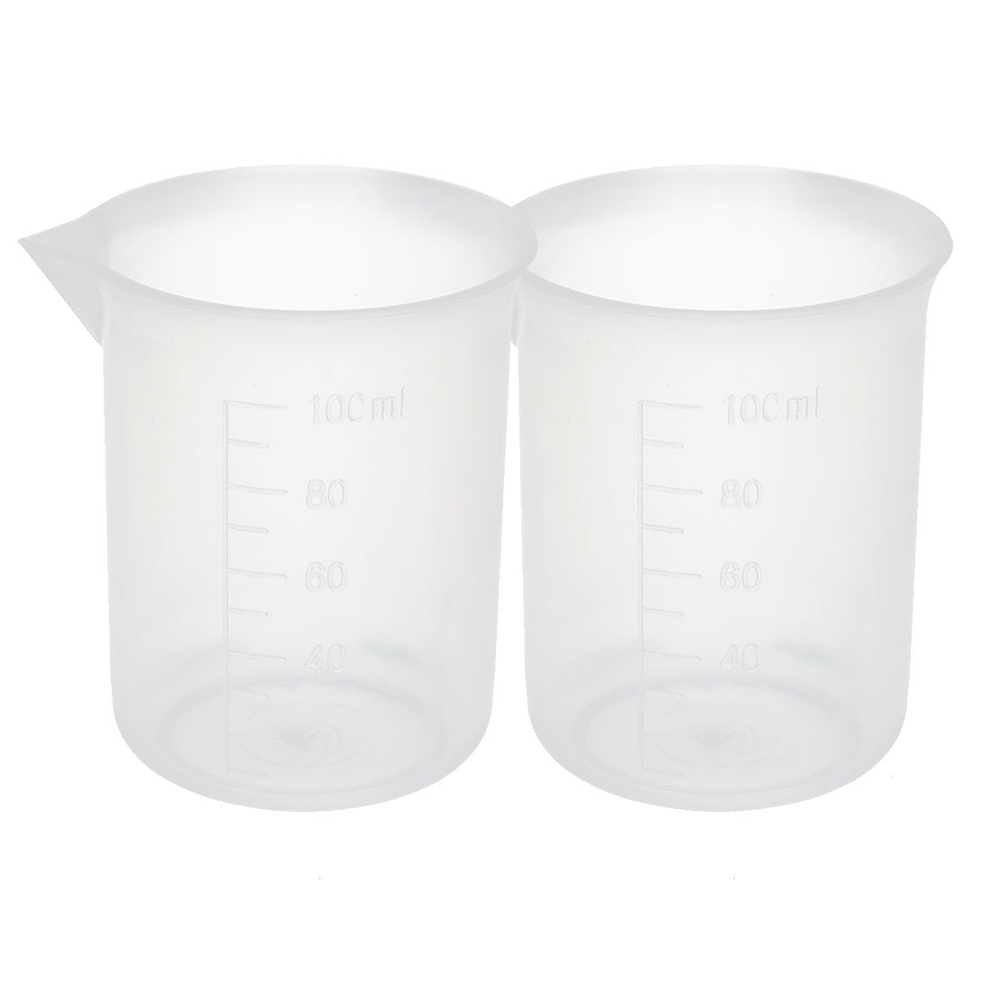 2 Pcs 100mL Plastic Science Experiment Measuring Graduated Beaker Cup 6.3cm Dia