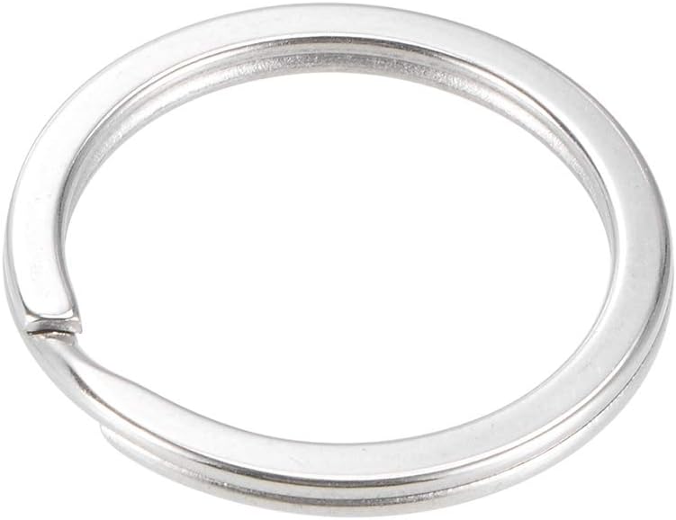 LinkMejor Split Key Ring 30mm Open Flat Jump Connector for Lanyard Zipper Handbag, Stainless Steel, Pack of 20