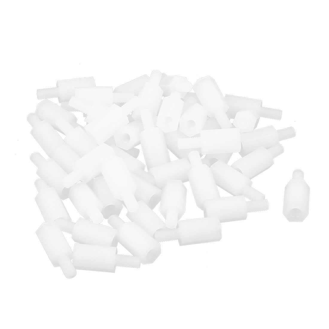 M3 10+6mm Male Female Thread Nylon Hex Standoff Spacer Screw White 50pcs
