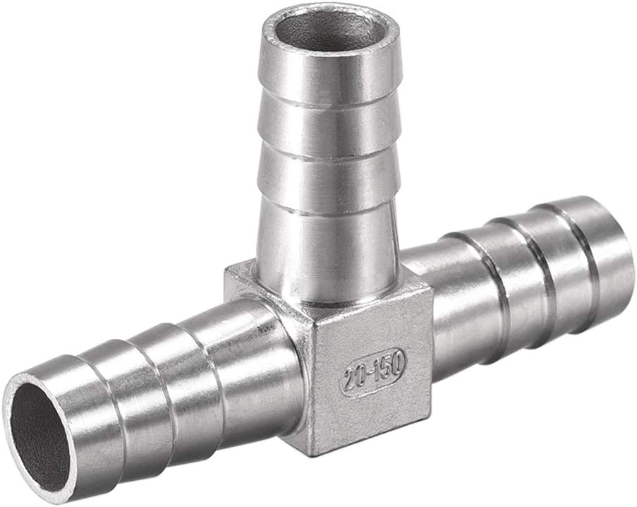 25/32-Inch (20mm) Hose ID Barb Fitting Stainless Steel 3 Way T Shaped Union Home Brew Fitting